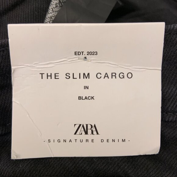 Women's Zara Black Slim Cargo Pants Trousers Jeans Denim Size US 2 - Picture 7 of 9